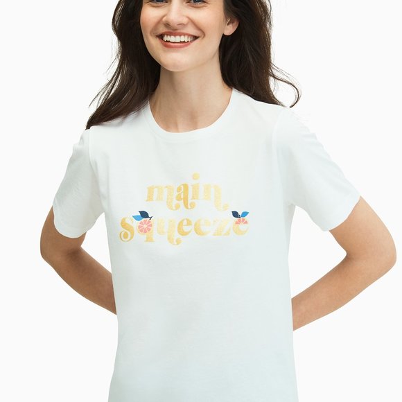 kate spade Tops - Kate Spade White Main Squeeze Short Sleeve Tee
